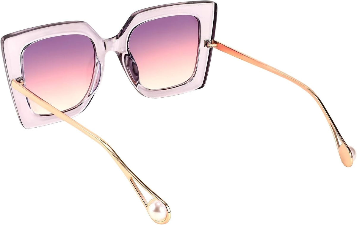 商品图片 6 | B0DP288XTV | Sunglasses Womens Trendy, Oversized Square Shades, Pearl Inlay Cat Eye Frame B2625