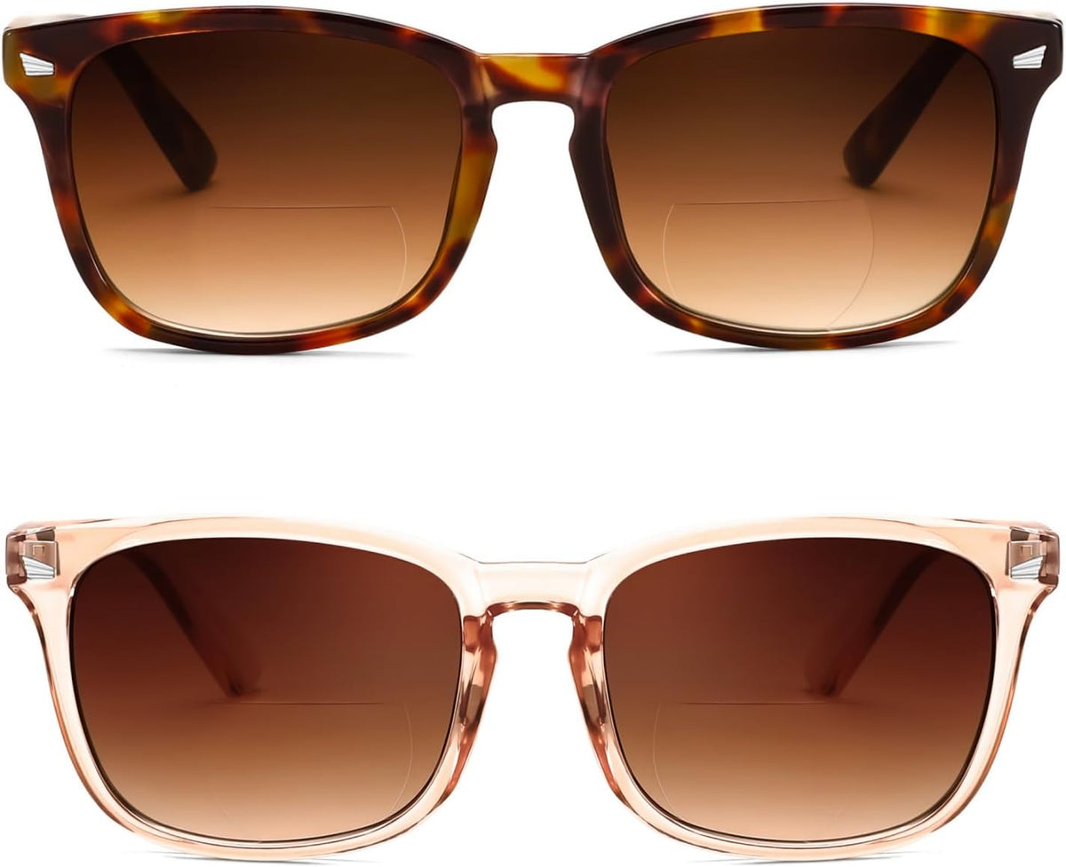 Tortoise+tea / 1.5 x | B0FQNWHKZQ | FEISEDY Classic Bifocal Reader Sunglasses for Women Men Square Blue Light Reading Glasses B0231