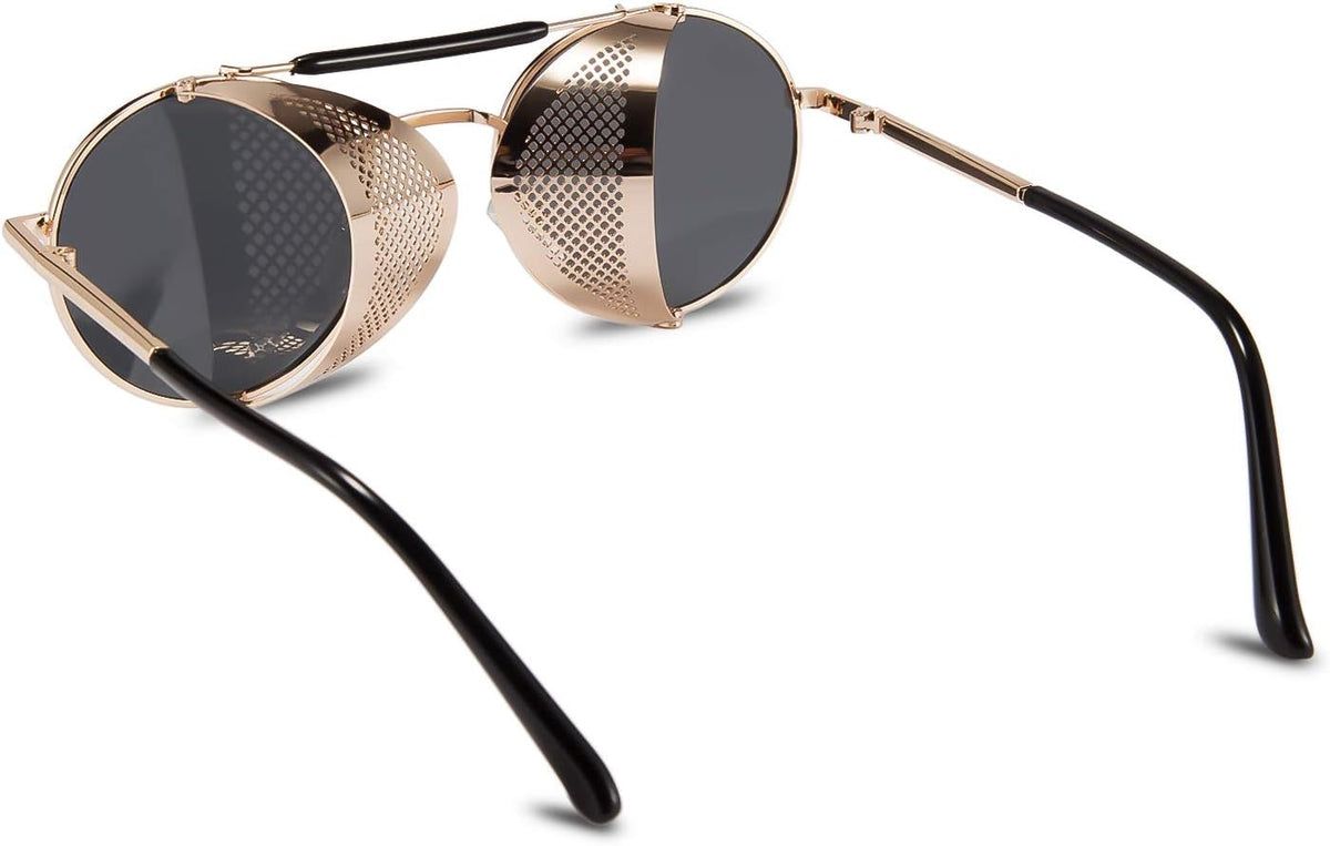 ÉÌƷͼƬ 4 | B09LYD9SW2 | FEISEDY Steam Punk Sunglasses for Men Women Side Shield Round Steampunk Vintage Glasses Shades B2518