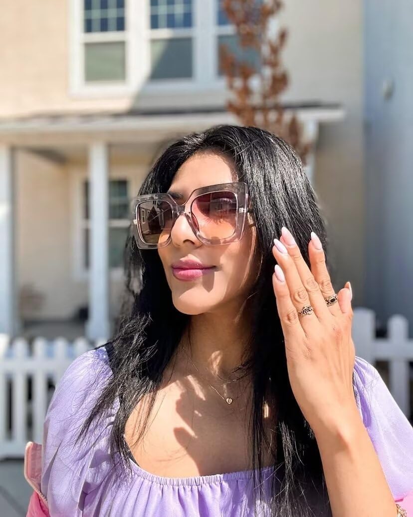 商品图片 3 | B0DP288XTV | Sunglasses Womens Trendy, Oversized Square Shades, Pearl Inlay Cat Eye Frame B2625