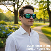 ÉÌƷͼƬ 14 | B0FV3CK7PF | FEISEDY Polarized Sunglasses Men Women Side Shield Goggles Retro Pilot Square Steampunk Fishing Sun Glasses B0348