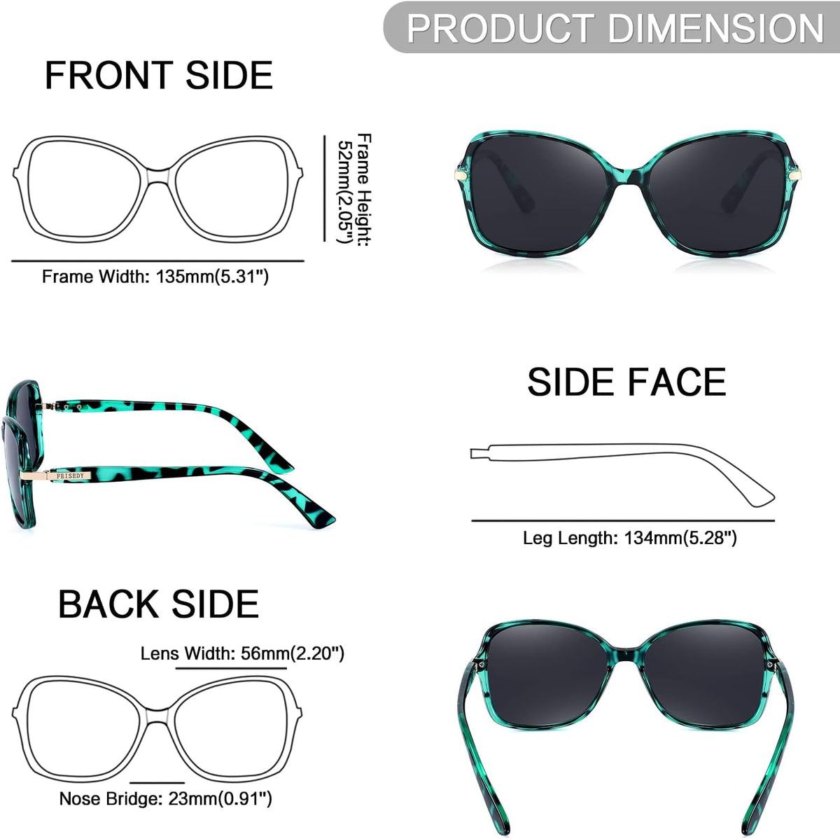 ÉÌƷͼƬ 52 | B09KC567VY | FEISEDY Womens Polarized Sunglasses UV400 Anti Glare Fashion Shades