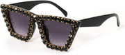 Black / 52 Millimeters | B09V7X7J1Q | FEISEDY Women Crystal Square Cat Eye Sunglasses Sparkling Trendy Retro Cateye Sunglasses B2898