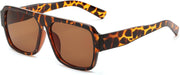 Leopard Frame & Tea Lens / 57 Millimeters | B0D3LXVF7P | FEISEDY Square Sunglasses for Women Men Rectangle Classic Sunglasses Designer Thick Frame Shades Sun Glasses UV400 B0166