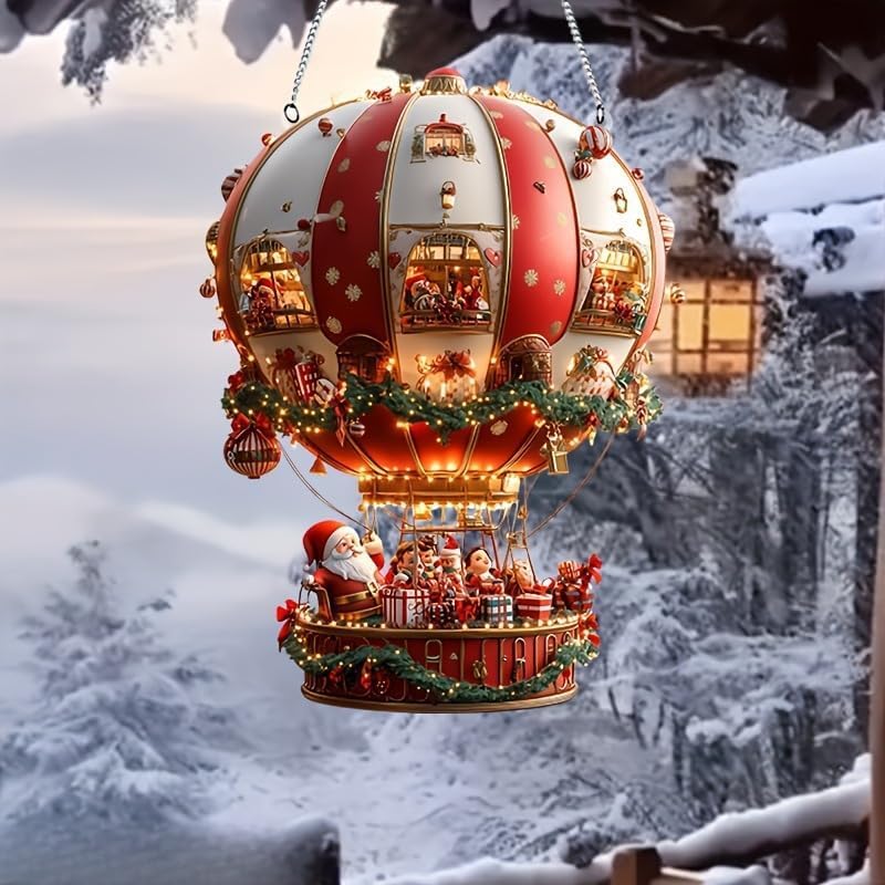 商品图片 4 | B0FP163MV3 | Christmas Decorations Acrylic Hanging Ornaments - Creative Tree Santa, Car Room Door Decor