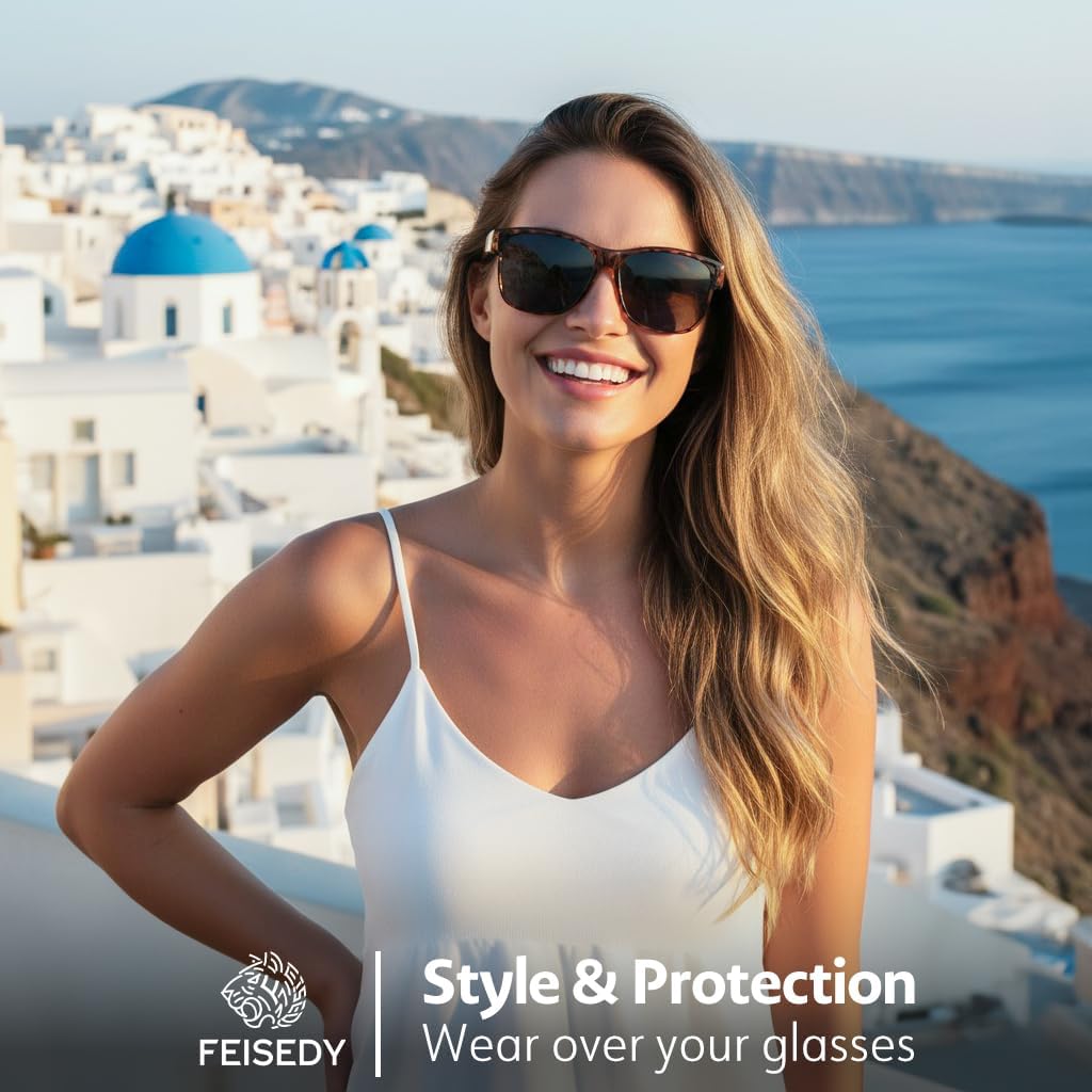 商品图片 9 | B0GQH1CMTJ | FEISEDY Fit Over Glasses Polarized Sunglasses Oversized Square UV400 B0250