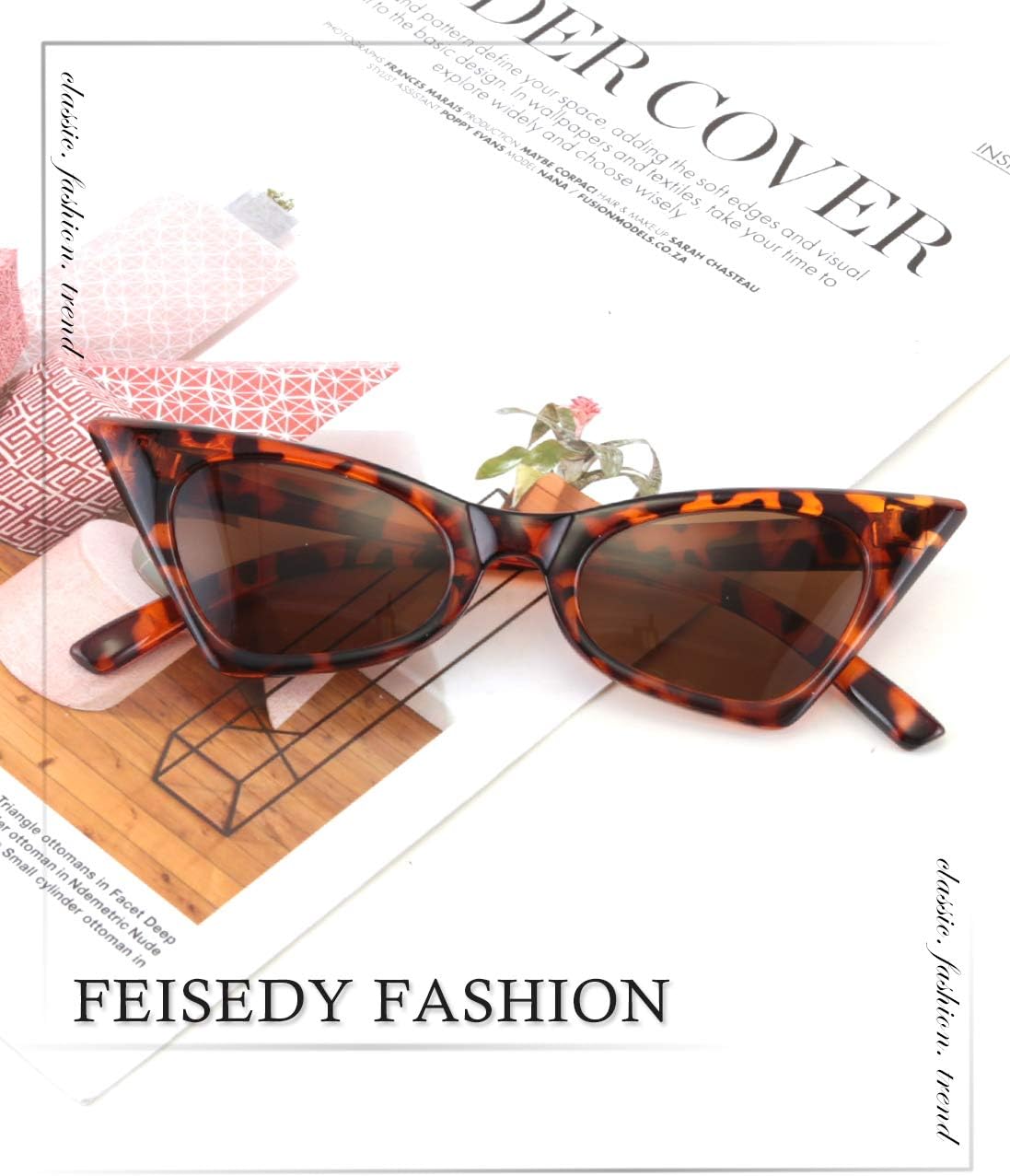 商品图片 31 | B079KYQYT3 | FEISEDY Small Cat Eye Sunglasses Vintage Square Shade Women Eyewear B2291