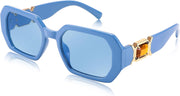 Blue-blue / 53 Millimeters | B0CNPQVKLG | FEISEDY Retro Rectangle Sunglasses for Women Men Classic Square Rhinestone Frame Sun Glasses Polygon Designer UV400 B0047
