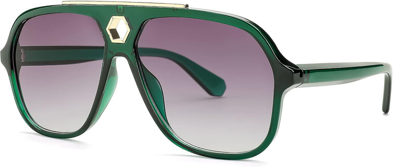 005 Green | Grandient Grey Lens / 57 Millimeters | B09Y18D5MS | FEISEDY Retro Square 70s Sunglasses for Women Men Vintage Trendy Aviator Sun Glasses B2913