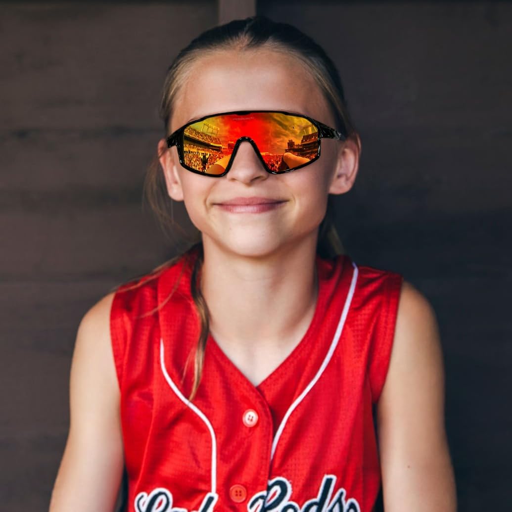 ÉÌƷͼƬ 10 | B0DFLMHFF6 | FEISEDY Kids Teens Baseball Polarized Sunglasses Lightweight TR90 Frame UV400 Sports Cycling Shades for Boys Girls B0186