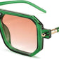 005 Transparent Green & Gradient Orange Lens / 52 Millimeters | B0CBK5519G | FEISEDY Vintage Square 70s Flat Aviator Sunglasses Women Men Classic Retro Stylish Frame UV400 Sunglasses B2622