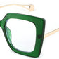 Green / 62 Millimeters | B0BXN28SQW | FEISEDY Oversized Square Blue Light Blocking Glasses Eye Strain Glare Pearl Inlay Arm Cat Eye Fashion Eyewear B2639