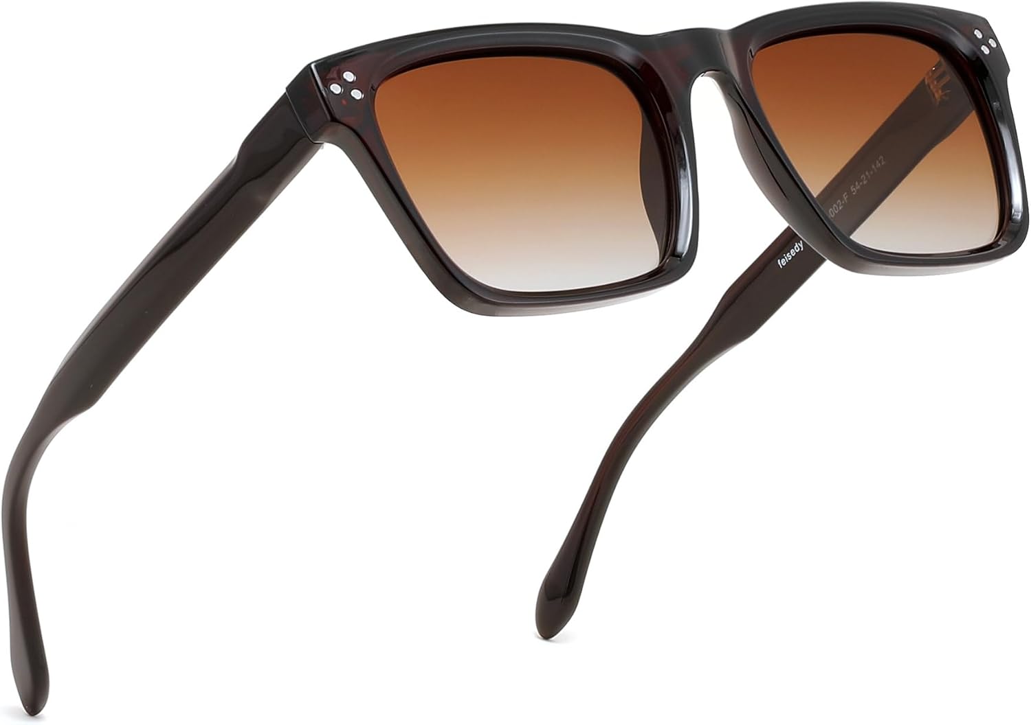 Black Brown/Brown / 52 Millimeters | B0FHCZ7L6Q | FEISEDY Trendy Square Polarized Sunglasses For Men Women Thick Frame B0294