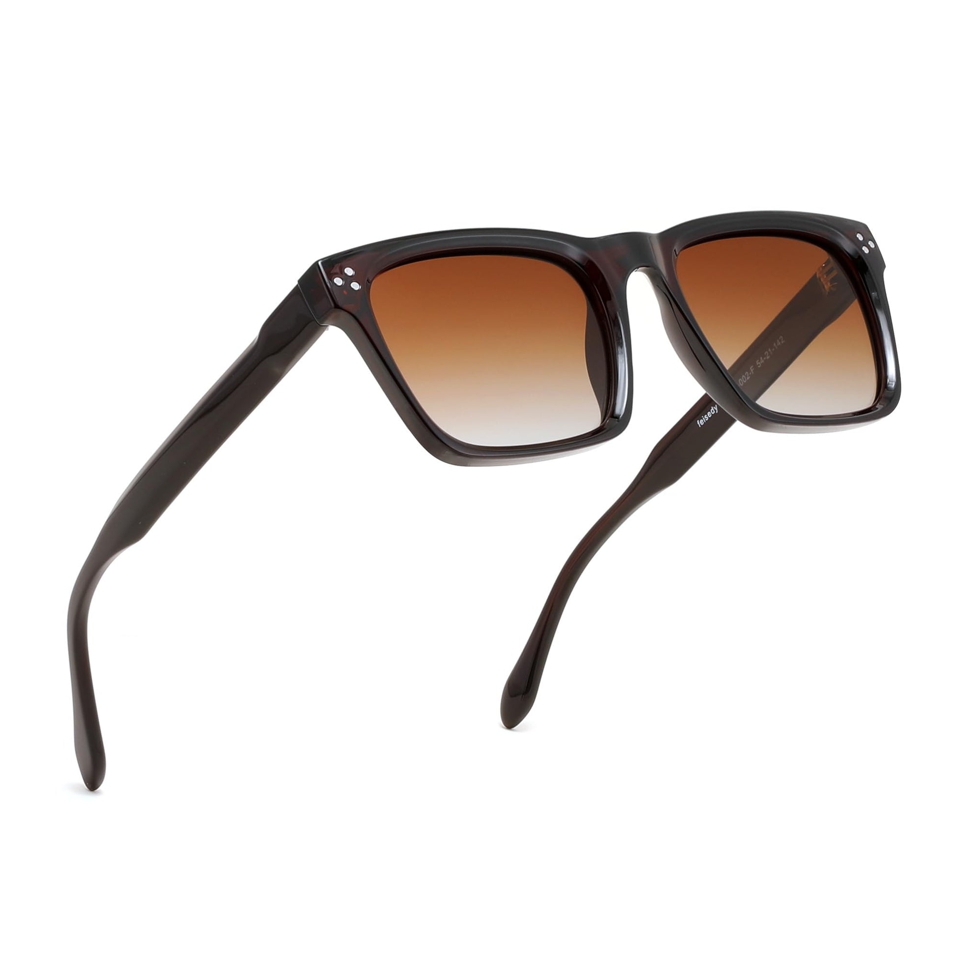 FEISEDY Trendy Square Polarized Sunglasses For Men Women Thick Frame B0294 | 100% UV400 protection, Unique metal-core temples