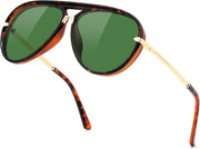 Tortoise Frame + Green Lens / 58 Millimeters | B0GYVVXB8Q | FEISEDY Classic Aviator Sunglasses UV400 Protection for Women Men B0461
