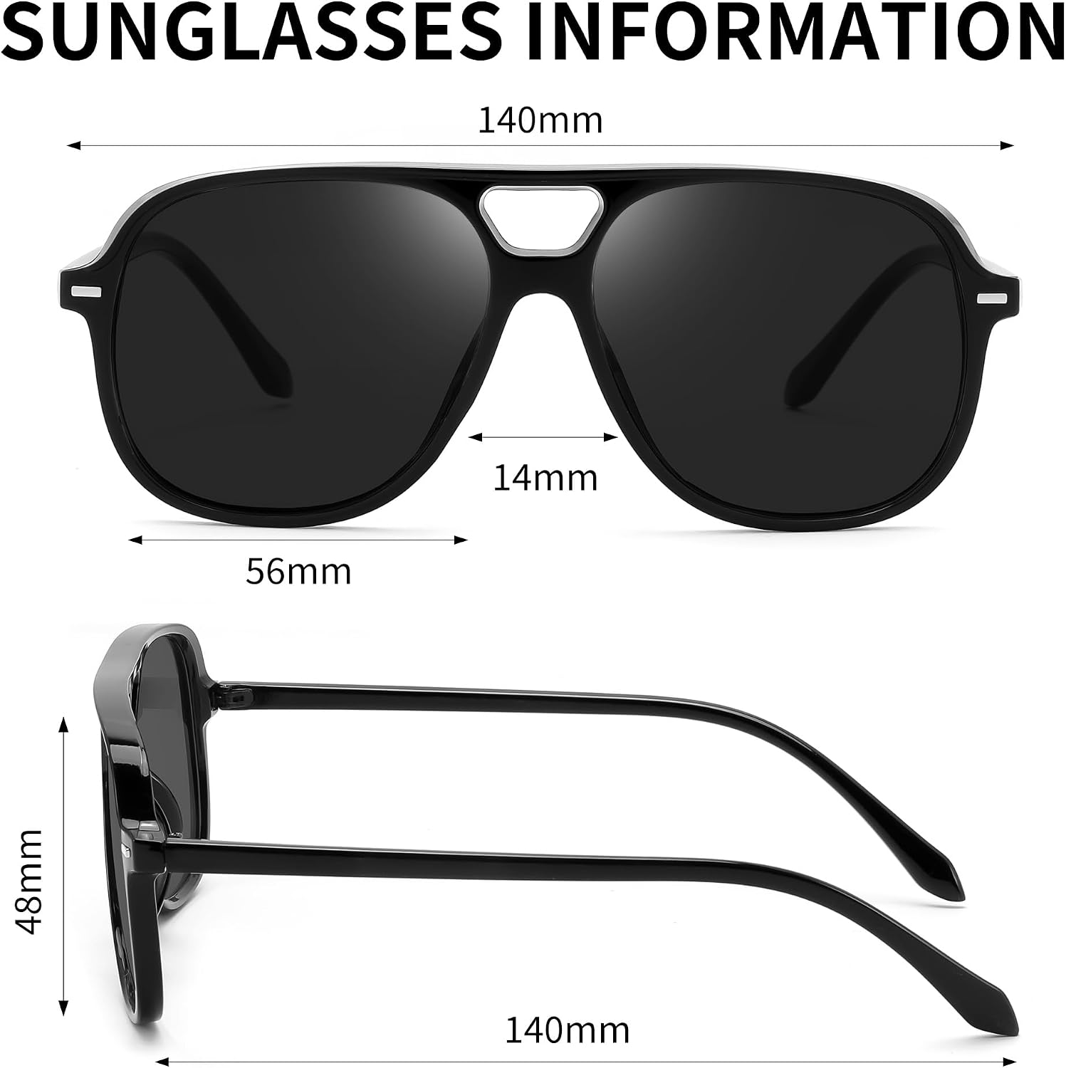 商品图片 7 | B0H1WCGC42 | FEISEDY Retro Square Aviator Sunglasses Women Men Double Bridge B0443
