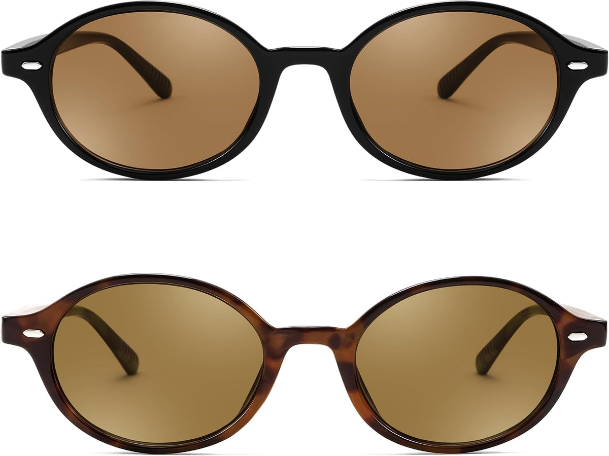 FEISEDY Retro Oval Sunglasses for Women 90s Narrow Round Lightweight Shades Y2k Trendy Sunnies B1171
