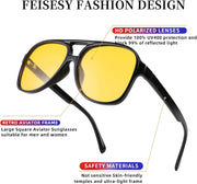 ÉÌƷͼƬ 111 | B0CB543WBD | FEISEDY Vintage Retro 70s Plastic Aviator Sunglasses Women Men Classic Large Squared Frame B2751