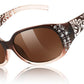 Gradual Tea Frame & Tea Lens / 57 Millimeters | B0FZT57VFB | FEISEDY Women's Polarized Sunglasses Wrap Around Rhinestone Design Fashion Sunnies UV400 Protection B1091