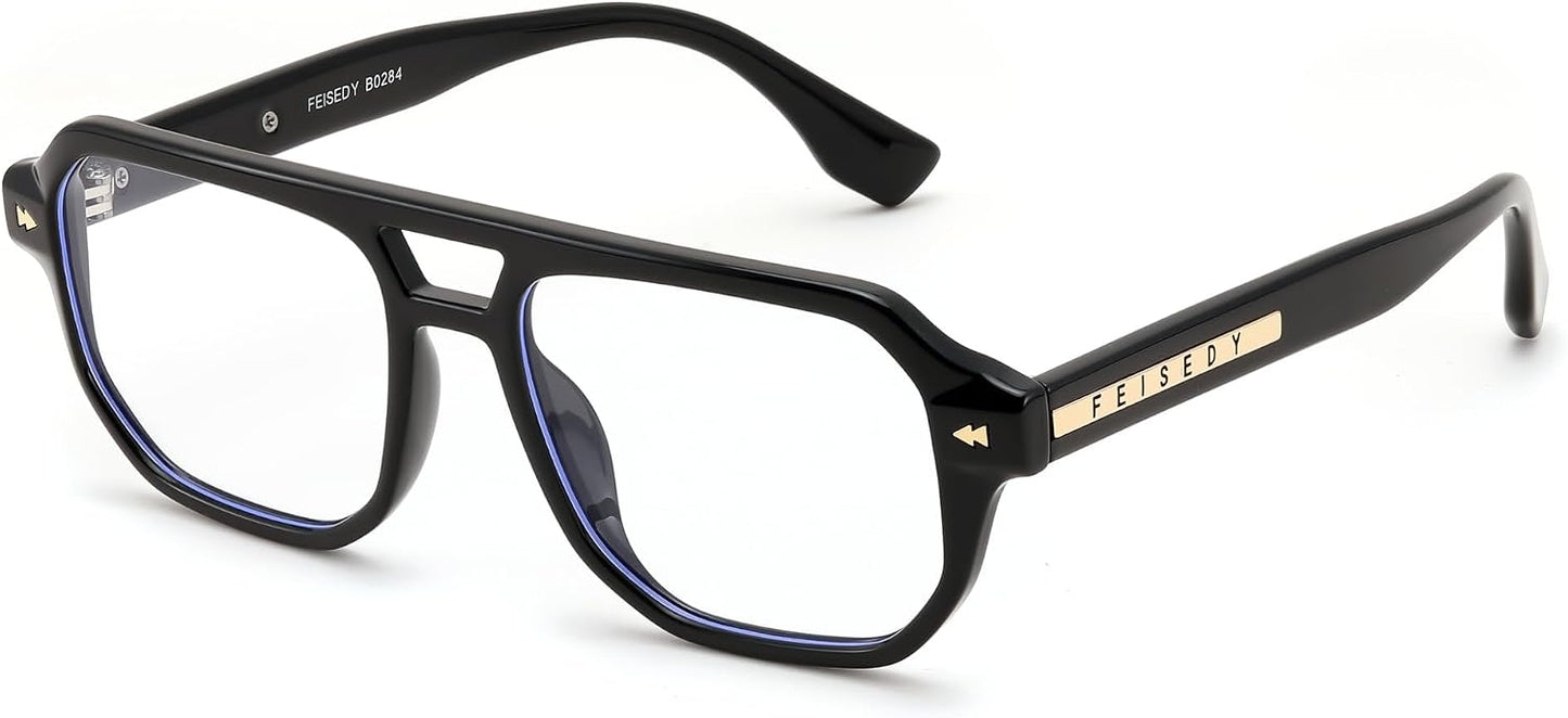 商品图片 41 | B0FHKFDMDZ | FEISEDY Aviator Blue Light Glasses for Men Women, Retro 70s Style Design TR90 Anti Glare Digital Eyestrain & Daily Wear B0284