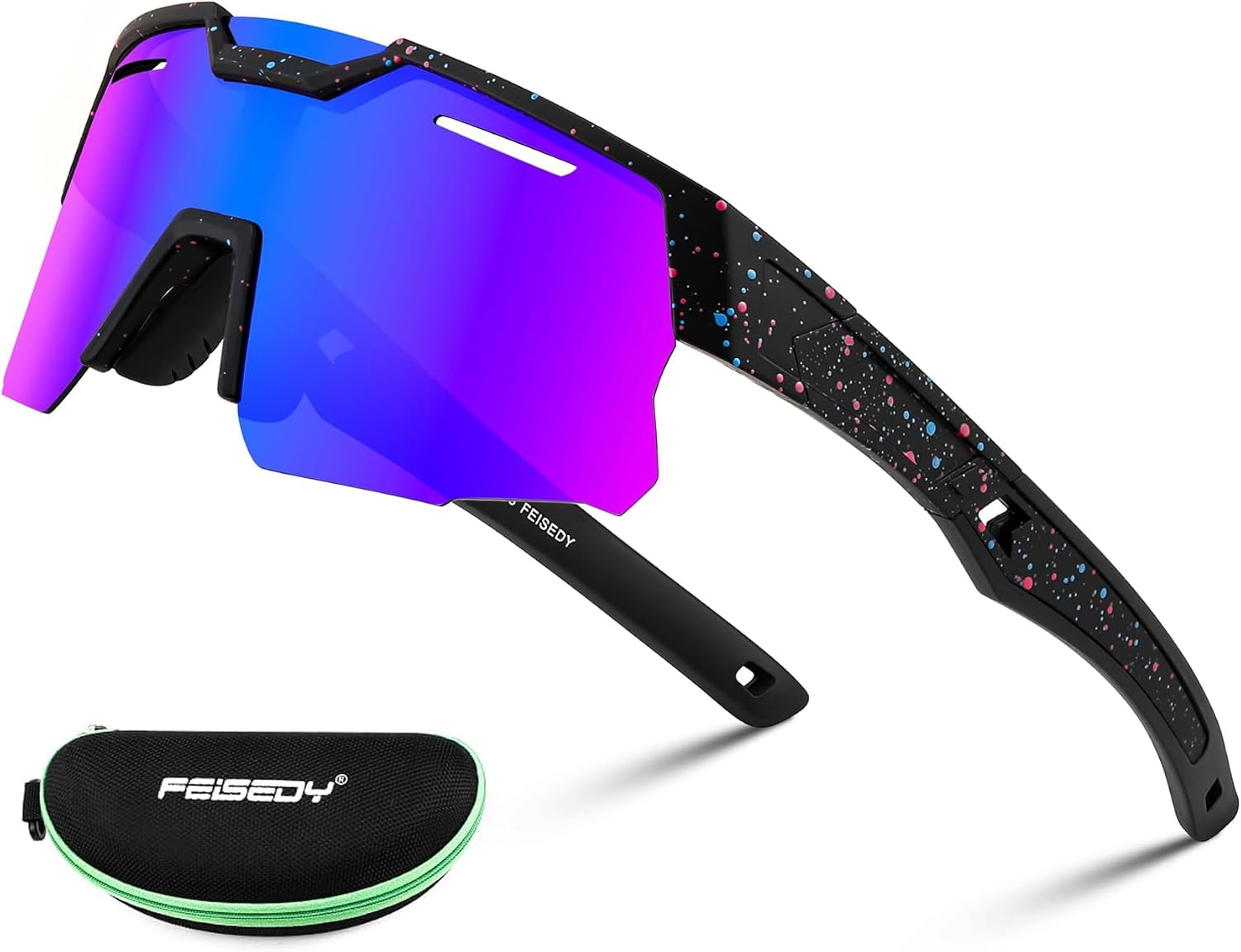 003 Black Frame Blue Mirrored Lens / Large | B0D78P6WRV | FEISEDY Kids Teens Baseball Polarized Sunglasses Sports Cycling Glasses for Youth Boys Girls Age 8-16 B0157