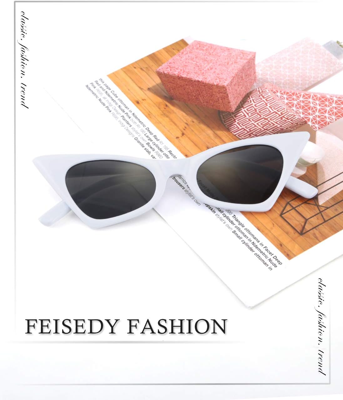 商品图片 24 | B079KYQYT3 | FEISEDY Small Cat Eye Sunglasses Vintage Square Shade Women Eyewear B2291