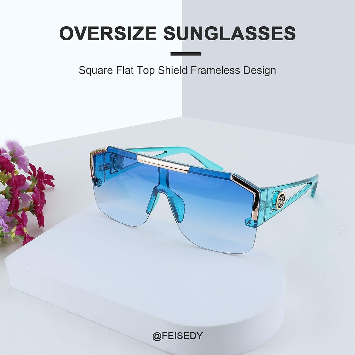 ÉÌƷͼƬ 62 | B09L4V27YS | FEISEDY Square Oversized Sunglasses for Men Women Flat Top B2765