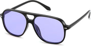 Black & Purple / 56 Millimeters | B0H1W569LN | FEISEDY Retro Square Aviator Sunglasses Women Men Double Bridge B0443