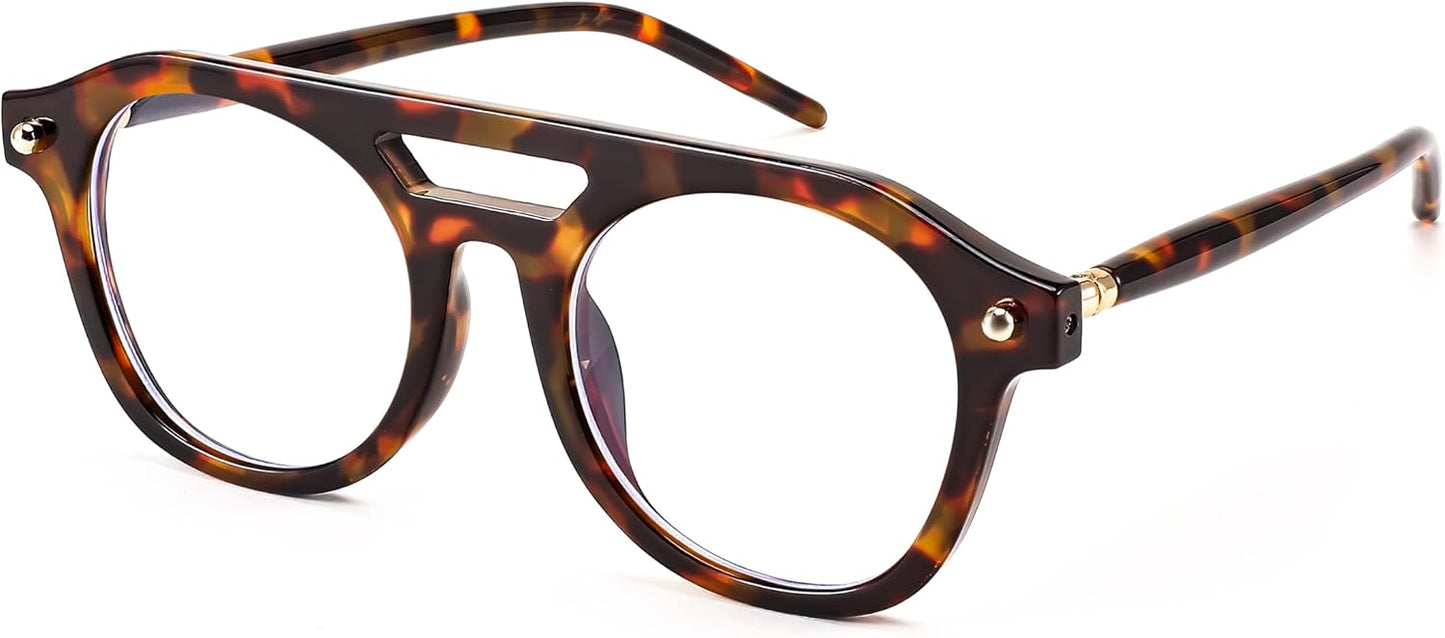 001 - Leopard / 50 Millimeters | B0CJM9XRFZ | FEISEDY 70s Aviator Blue Light Blocking Glasses Square Pilot Frame Anti Glare Computer Glasses Women Men B0052