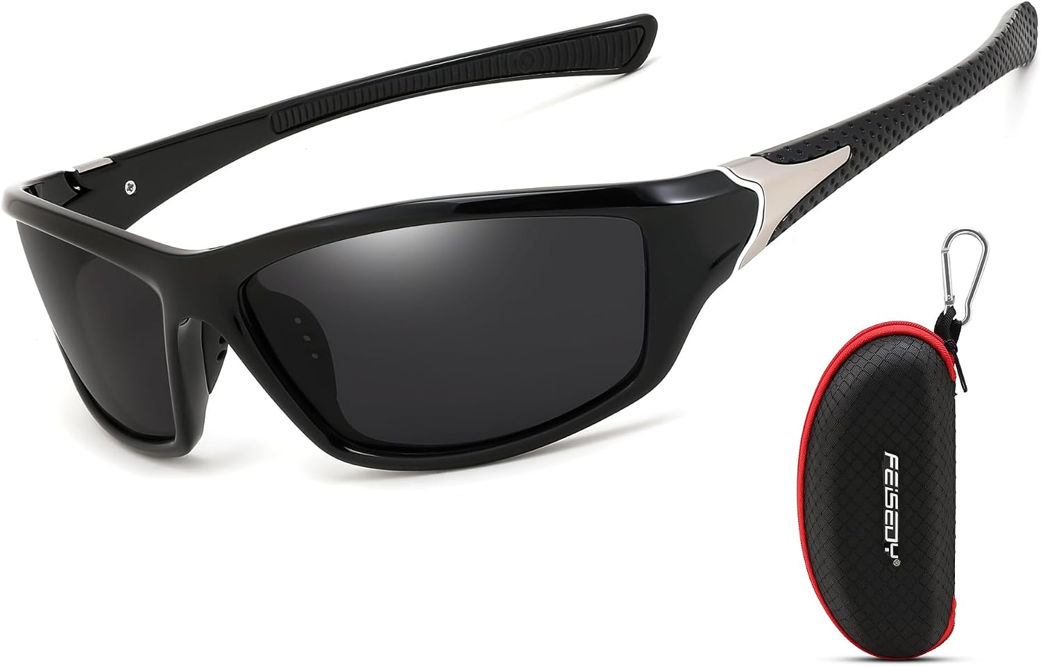 Black Frame/Grey Lens / 70 Millimeters | B0FC2DKD8X | FEISEDY Classic Men Polarized Sports Sunglasses Night Driving Yellow Lenses Cycling Fishing Driving Glasses B2674