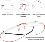 ÉÌƷͼƬ 25 | B08LNLRPLD | FEISEDY Lightweight Rimless Titanium Stainless Steel Anti-Blue Light Reading Glasses B2686