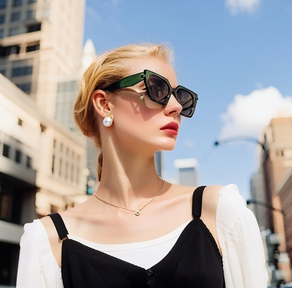 商品图片 14 | B0CNCTSQ2Z | FEISEDY Trendy Polarized Sunglasses, Oversized Irregular TR Frame for Women Men, Retro Shades UV400 B0016
