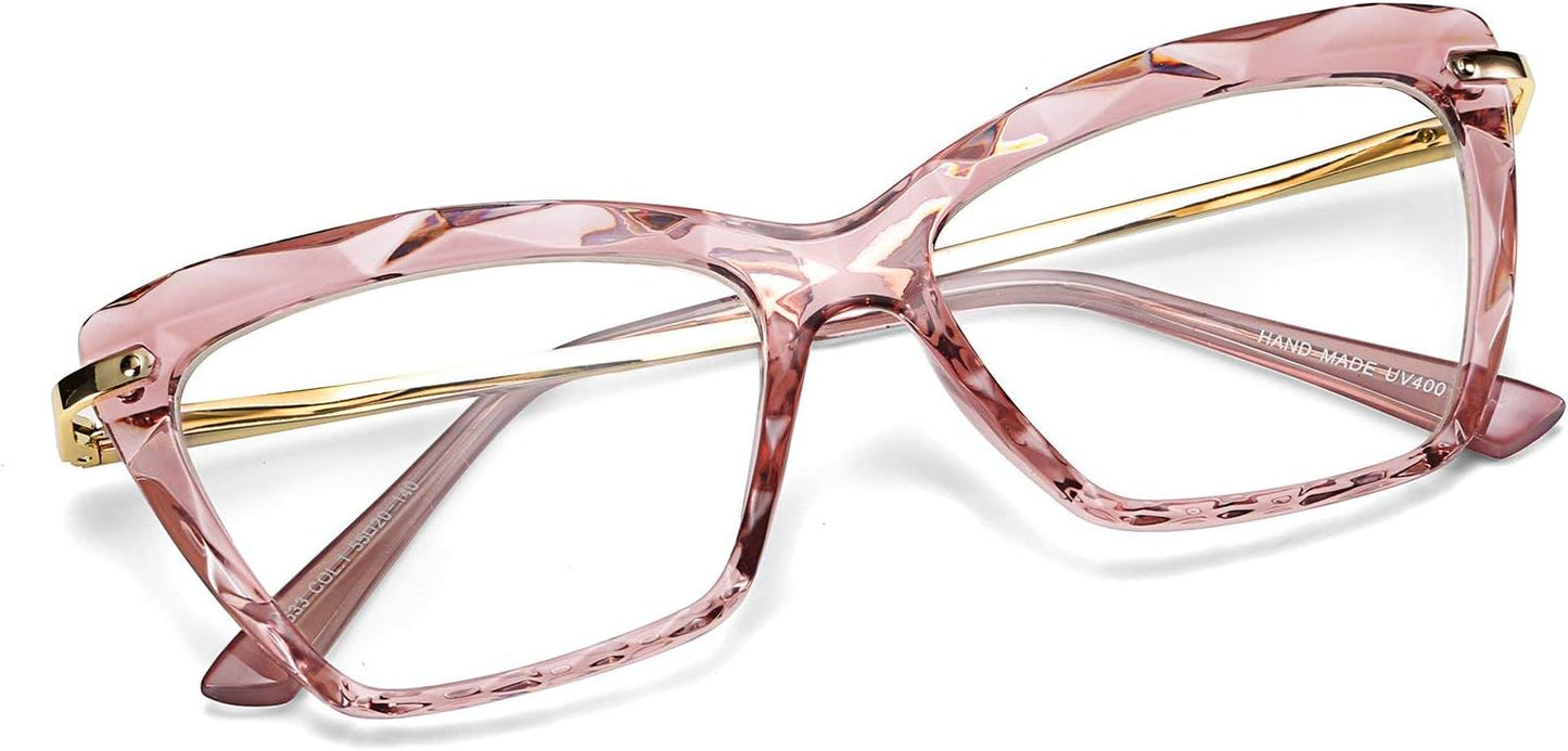 Pink / 55 Millimeters | B07FR7XTZD | FEISEDY Cat Eye Glasses Frame Clear Lenses Lightweight Eyewear for Women B2440