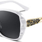 White / 56 Millimeters | B0CP3W38Q2 | FEISEDY Polarized Women Square Sunglasses Sparkling Composite Shiny Frame B2289