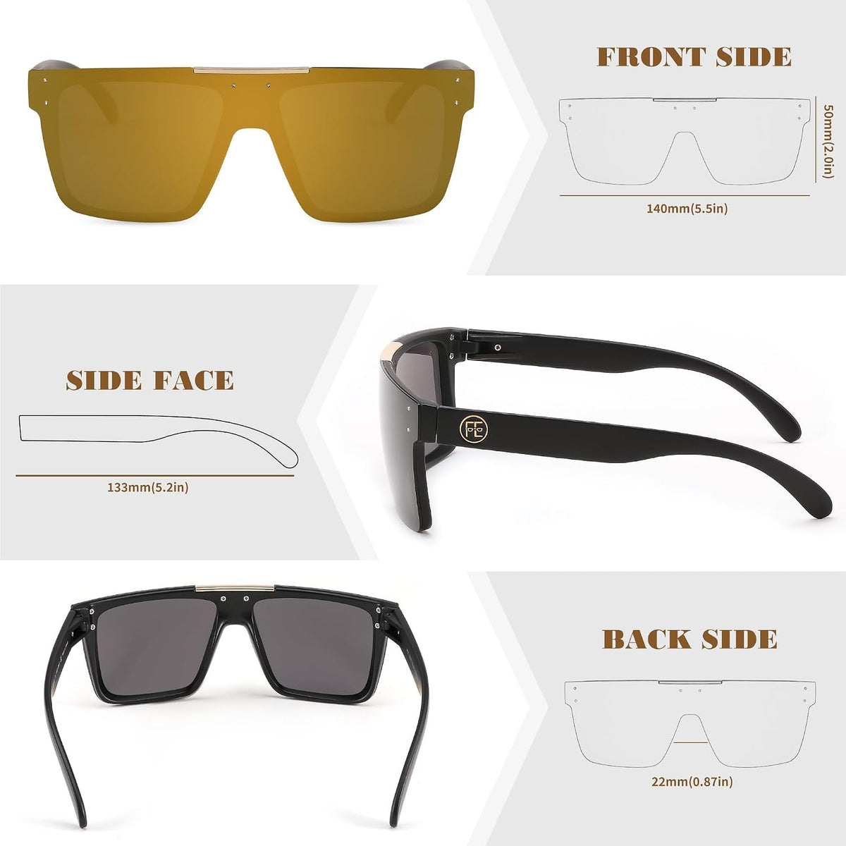 ÉÌƷͼƬ 50 | B0BZ4J86KV | FEISEDY Polarized Sunglasses for Men, Z87 Oversized Square Flat Top B2990
