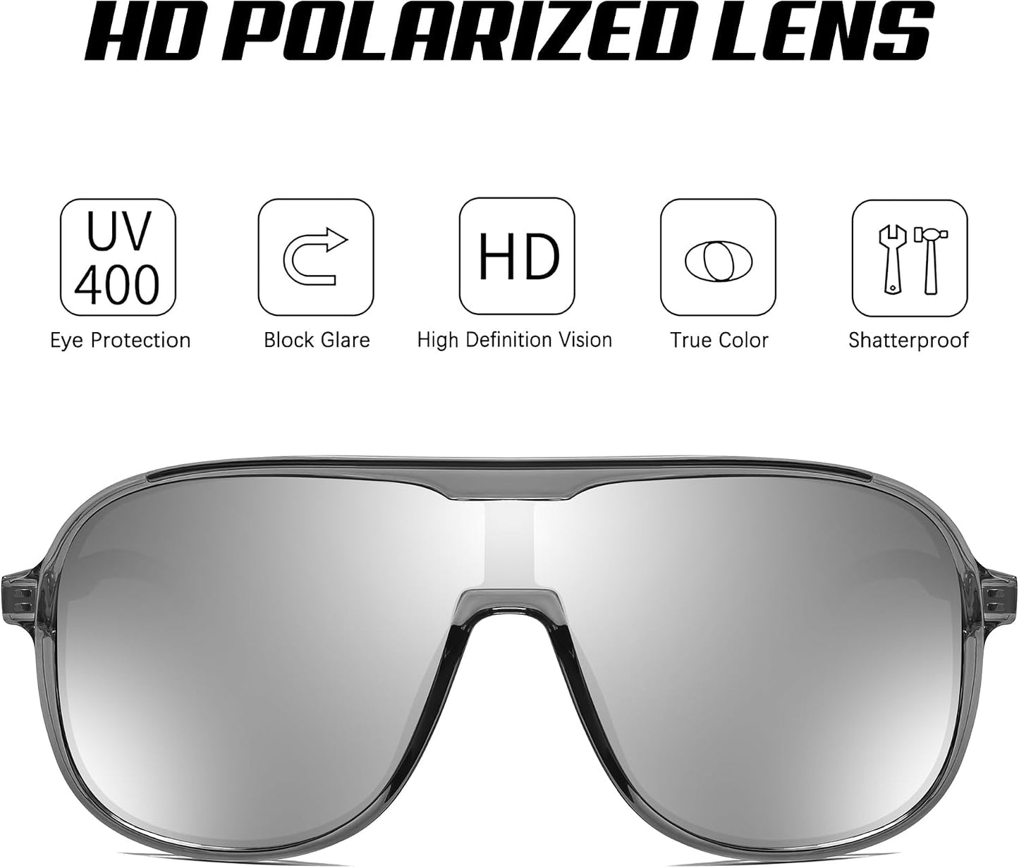 商品图片 28 | B0DSV55WLM | FEISEDY Polarized Sunglasses Men Women Mirrored One Piece Lens B0277