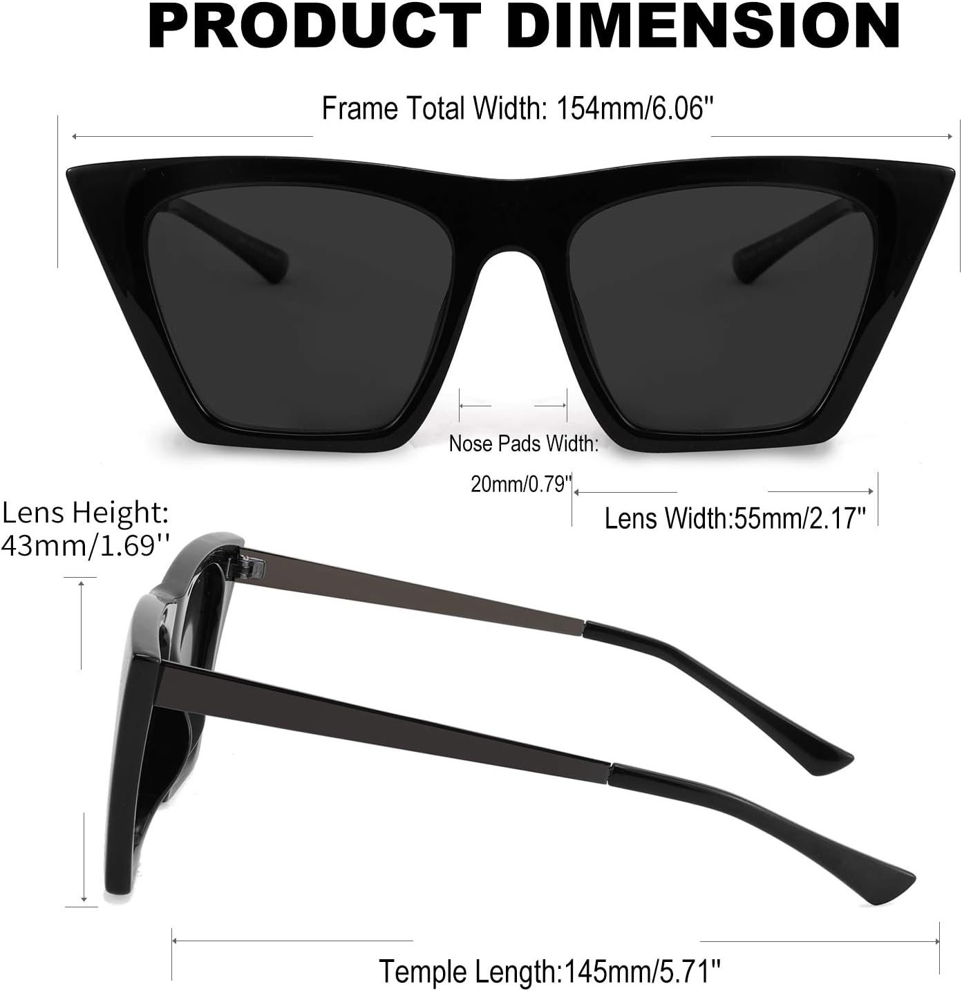 商品图片 6 | B08R8QL6DQ | FEISEDY Vintage Polarized Square Cat Eye Sunglasses Women Trendy Fashion Cateye Polarized Sunglasses B2692