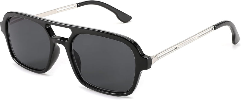 Black / 1.5 x | B0C65GG6NJ | FEISEDY Reading Glasses for Women Men Vintage Square 70s Flat Aviator Sunglasses Anti Glare Eyestrain B2992