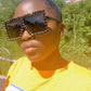 商品图片 2 | B096YZPRF2 | FEISEDY Oversized Sparkling Crystal Sunglasses Disco Diamond Flat Top Fashion Square Large Shades B2782
