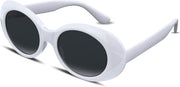 White, Black / 51 Millimeters | B074H5NK5Q | FEISEDY Sunglasses White Oval Clout Goggles for Women Men Retro Round Trendy Rimmed Clueless Costume Frame B2253