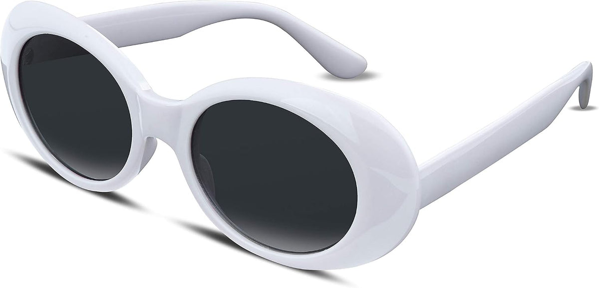 White, Black / 51 Millimeters | B074H5NK5Q | FEISEDY Sunglasses White Oval Clout Goggles for Women Men Retro Round Trendy Rimmed Clueless Costume Frame B2253