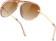 Champagne Frame + Gradient Tea Brown Lens / 58 Millimeters | B0H82ZMPYV | FEISEDY Classic Aviator Sunglasses UV400 Protection for Women Men B0461