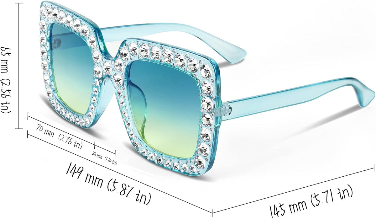ÉÌƷͼƬ 36 | B077GMJCV8 | FEISEDY Women Sparkling Crystal Sunglasses Oversized Square Thick Frame B2283