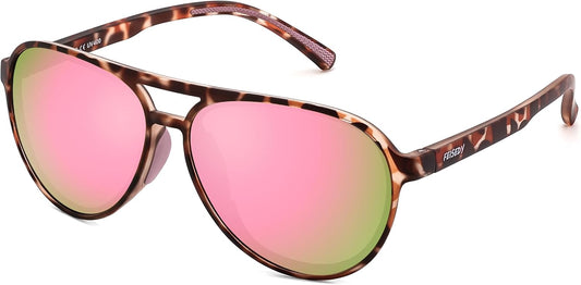 Leopard/Pink / 58 Millimeters | B0GVSV8P8S | FEISEDY Polarized Aviator Sunglasses for Men Women Trendy Sports TR90 B0378