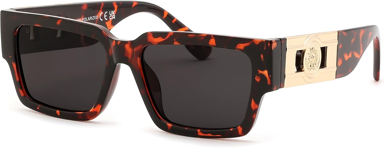 Tortoise/Black / 56 Millimeters | B0GD61GXZY | FEISEDY Retro Trendy Rectangle Polarized Sunglasses for Women Men,Classic Narrow Square Sun Glasses B0314