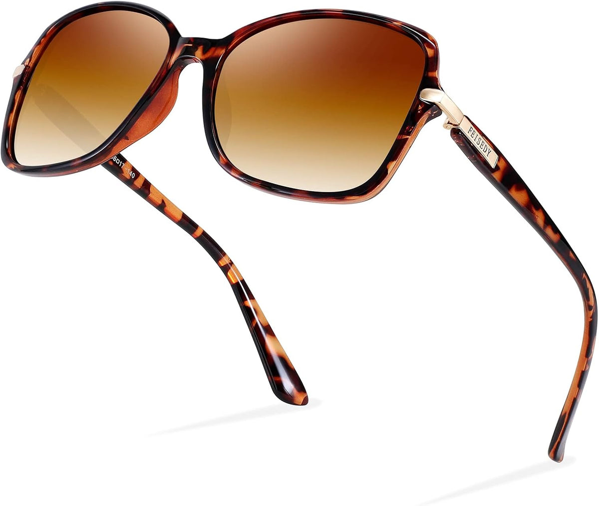 Leopard Frame & Gradual Tea Lens / 56 Millimeters | B09KC4C2GJ | FEISEDY Womens Polarized Sunglasses UV400 Anti Glare Fashion Shades