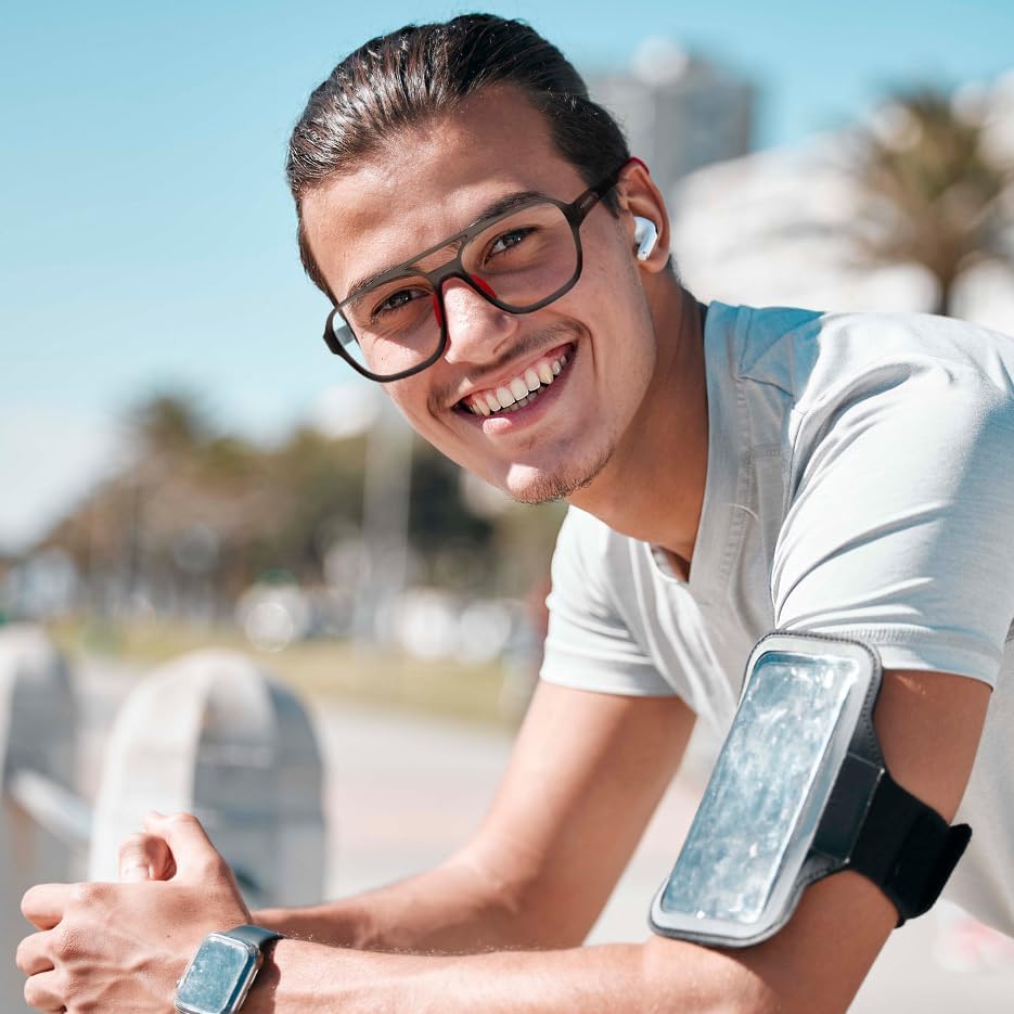 ÉÌƷͼƬ 20 | B0DR831C71 | FEISEDY Sports Blue Light Glasses for Men Lightweight Anti Slip Running Cycling Square Glasses Computer Eyeglasses B0156