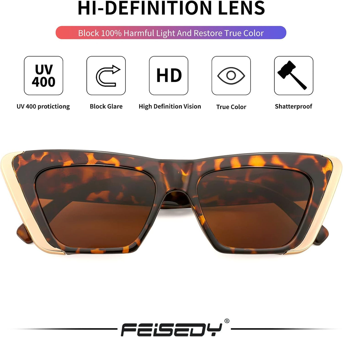 ÉÌƷͼƬ 12 | B0BFJ162P8 | FEISEDY Retro Sunglasses for Women Men Vintage Cat Eye Fashion Metal Square 70s Frame Classic UV Protection Sun Glasses B2966