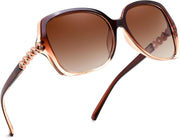 Dark Tea & Champagne + Gradient Tea Brown Lenses / 57 Millimeters | B0H8N66LCJ | FEISEDY Retro Polarized Sunglasses for Women Chunky Square Frame B0464