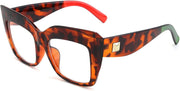 Orangered Tortoise / 51 Millimeters | B08F9MF8ZG | FEISEDY Square Oversized Glasses Frame Eyewear Women B2475